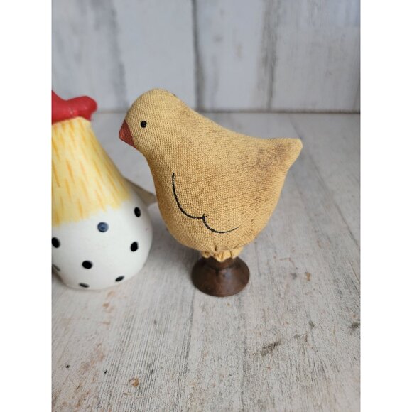 Miniature plush folk art vintage chicken spring chick set toy figure Easter home - Picture 7 of 9